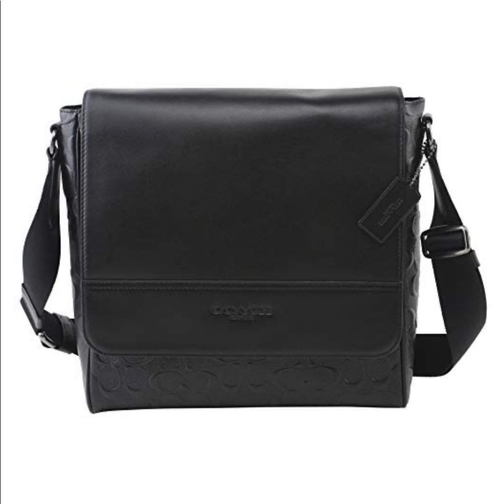 Coach Signature Leather Houston Map Messenger Bag